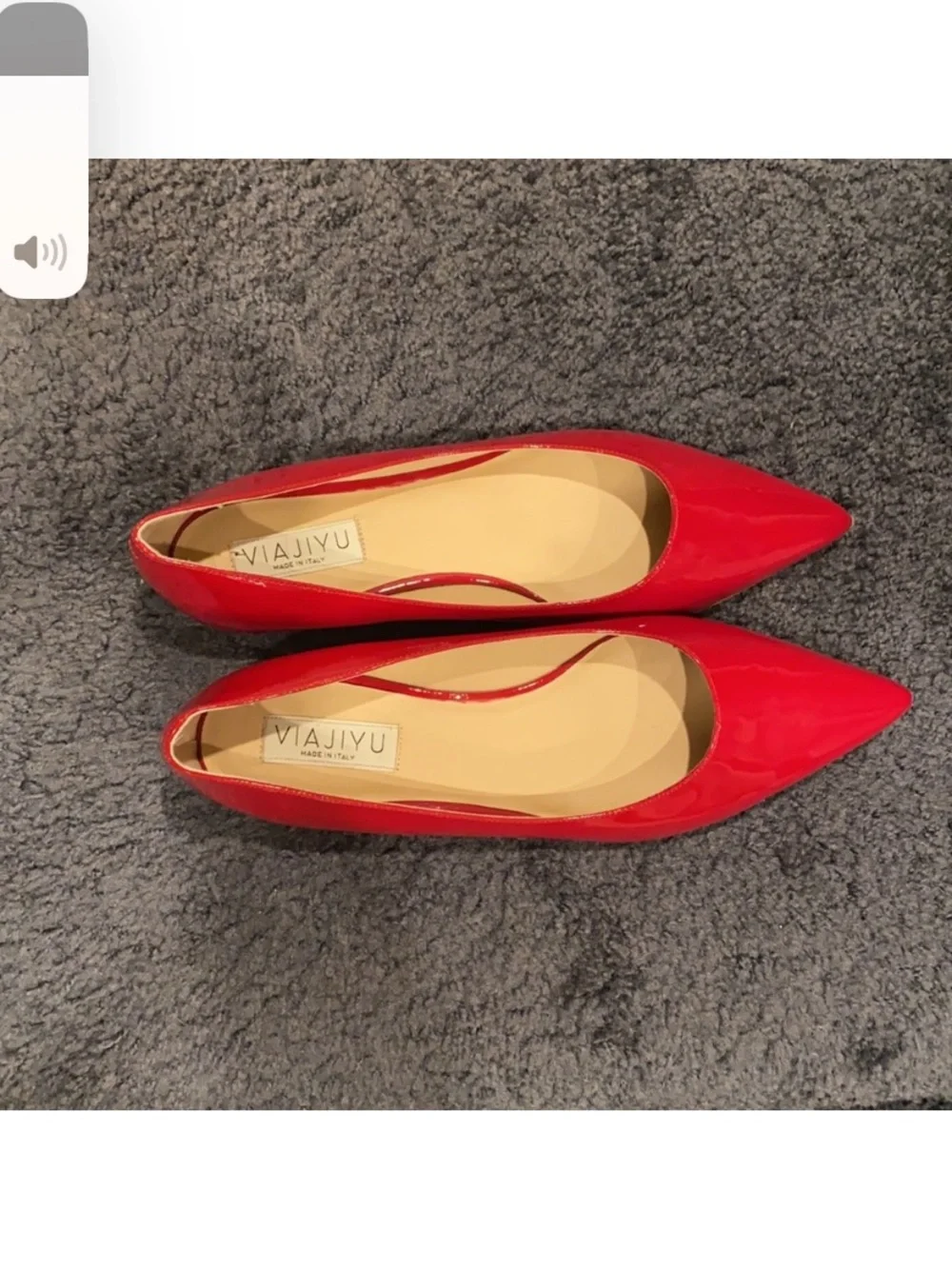 Red Patent Pointed-Toe Women’s Flats  worn for runway 11.5